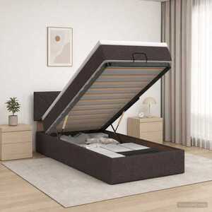 Imagine vidaXL Pat ottoman cu saltea Maro închis 80 x 200 cm Țesătură