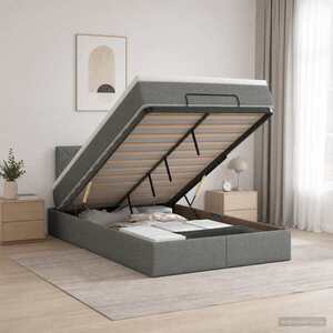 Imagine vidaXL Pat ottoman cu saltea Gri închis 120 x 190 cm Țesătură