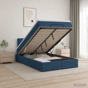 Imagine vidaXL Pat ottoman cu saltea albastru 120 x 200 cm Țesătură