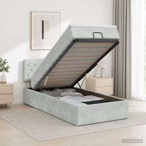 Imagine vidaXL Pat ottoman cu saltea Gri deschis 80 x 200 cm Catifea