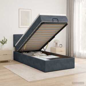 Imagine vidaXL Pat ottoman cu saltea Gri închis 80 x 200 cm Catifea