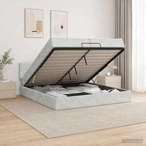 Imagine vidaXL Pat ottoman cu saltea Gri deschis 200 x 200 cm Catifea