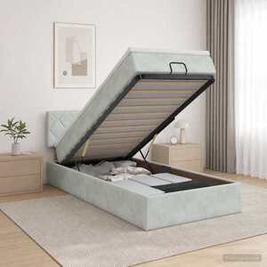 Imagine vidaXL Pat ottoman cu saltea Gri deschis 80 x 200 cm Catifea