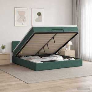 Imagine vidaXL Pat ottoman cu saltea Verde închis 140 x 190 cm Catifea