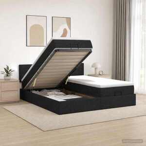 Imagine vidaXL Pat ottoman cu saltea cu headboard 2 buc. Negru Țesătură