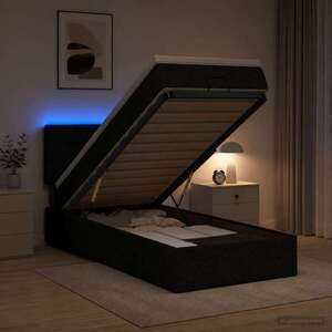 Imagine vidaXL Pat Ottoman cu Saltea și LED Negru 90 x 200 cm Țesătură