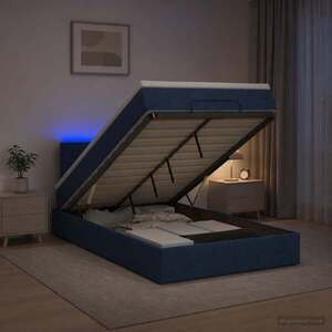 Imagine vidaXL Pat Ottoman cu Saltea și LED albastru 120 x 190 cm Țesătură