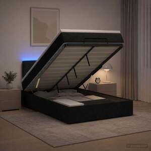 Imagine vidaXL Pat Ottoman cu Saltea și LED Negru 120 x 190 cm Țesătură