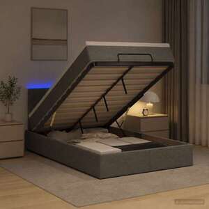 Imagine vidaXL Pat Ottoman cu Saltea și LED Gri închis 120 x 190 cm Țesătură