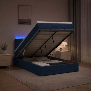 Imagine vidaXL Pat Ottoman cu Saltea și LED albastru 120 x 190 cm Țesătură