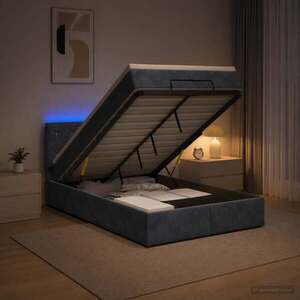 Imagine vidaXL Pat Ottoman cu Saltea și LED Gri închis 120 x 190 cm Catifea