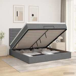 Imagine vidaXL Pat ottoman cu saltea Gri închis 140 x 190 cm Țesătură