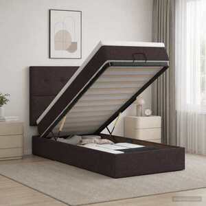 Imagine vidaXL Pat ottoman cu saltea Maro închis 80 x 200 cm Țesătură