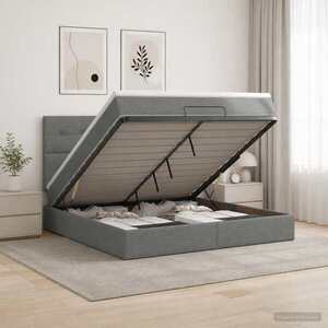 Imagine vidaXL Pat ottoman cu saltea Gri închis 140 x 190 cm Țesătură