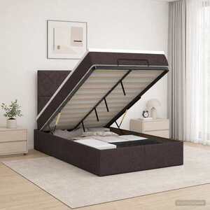 Imagine vidaXL Pat ottoman cu saltea Maro închis 120 x 190 cm Țesătură