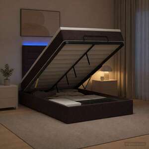 Imagine vidaXL Pat Ottoman cu Saltea și LED Maro închis 120 x 190 cm Țesătură