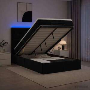 Imagine vidaXL Pat Ottoman cu Saltea și LED Negru 120 x 190 cm Catifea