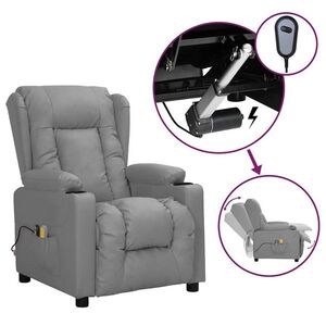 Imagine vidaXL Fotoliu de masaj electric, gri, piele ecologică