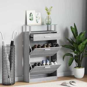 Imagine vidaXL Pantofar, gri sonoma, 63x24x104 cm, lemn prelucrat