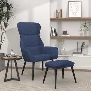Imagine vidaXL Scaun de relaxare cu taburet, albastru, textil