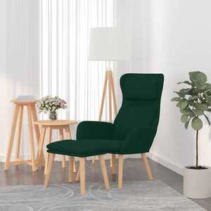 Imagine vidaXL Scaun de relaxare cu taburet, verde închis, catifea