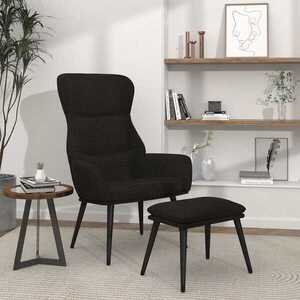 Imagine vidaXL Scaun de relaxare cu taburet, negru, textil