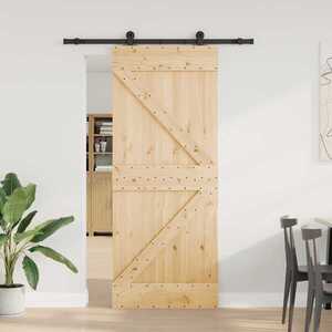 Imagine vidaXL Ușă glisantă NARVIK 85 x 210 cm (152, 5 cm) Natural și Negru
