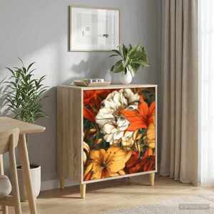 Imagine vidaXL Comodă cu sertare GENNEP Imprimare cu crin 66 x 36, 5 x 75 cm