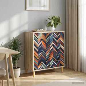 Imagine vidaXL Comodă cu sertare OMMEN Imprimare geometrică 66 x 36, 5 x 75 cm