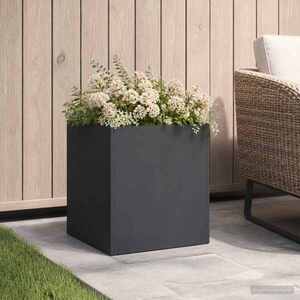 Imagine vidaXL Vază pentru Grădină Negru 45 x 45 x 45 cm Oțel laminat la rece
