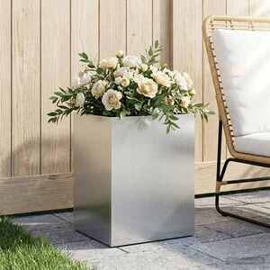 Imagine vidaXL Vază pentru Grădină Argintiu 40 x 30 x 40 cm Oțel Galvanizat