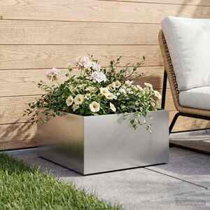 Imagine vidaXL Vază pentru Grădină Argintiu 40 x 40 x 30 cm Oțel Galvanizat