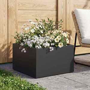 Imagine vidaXL Vază pentru Grădină Negru 60 x 60 x 30 cm Oțel laminat la rece