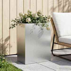 Imagine vidaXL Vază pentru Grădină Argintiu 40 x 20 x 40 cm Oțel Galvanizat