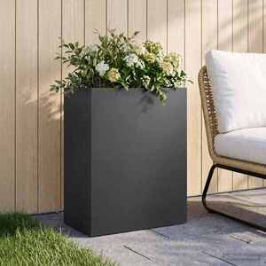Imagine vidaXL Vază pentru Grădină Negru 40 x 20 x 50 cm Oțel laminat la rece