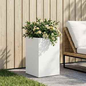 Imagine vidaXL Vază pentru Grădină Alb 30 x 30 x 40 cm Oțel laminat la rece