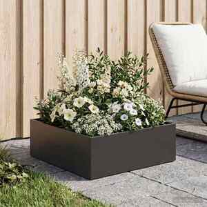 Imagine vidaXL Vază pentru Grădină Negru 60 x 60 x 20 cm Oțel laminat la rece