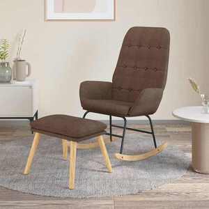 Imagine vidaXL Scaun balansoar cu taburet, gri taupe, material textil