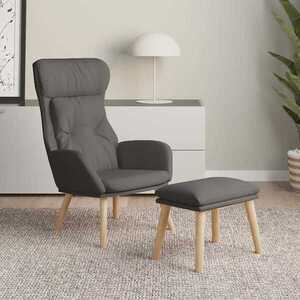 Imagine vidaXL Scaun de relaxare cu taburet, gri deschis, textil