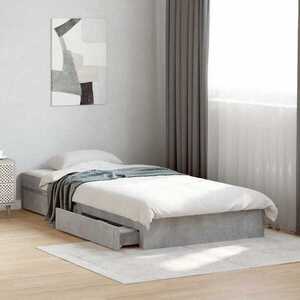 Imagine vidaXL Cadru de pat cu sertare, gri beton, 100x200 cm, lemn prelucrat