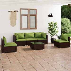 Imagine vidaXL Set mobilier de grădină cu perne, 6 piese, maro, poliratan