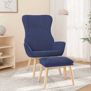 Imagine vidaXL Scaun de relaxare cu taburet, albastru, textil