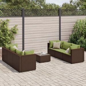 Imagine vidaXL Set mobilier de grădină cu perne, 7 piese, maro, poliratan