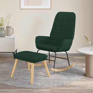 Imagine vidaXL Scaun balansoar cu taburet, verde închis, textil