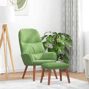 Imagine vidaXL Scaun de relaxare cu taburet, verde deschis, catifea