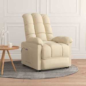 Imagine vidaXL Fotoliu rabatabil electric, crem, material textil