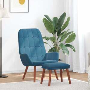 Imagine vidaXL Scaun de relaxare cu taburet, albastru, catifea