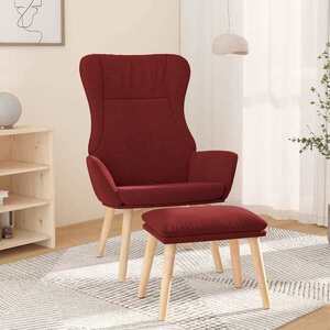 Imagine vidaXL Scaun de relaxare cu taburet, roșu vin, textil