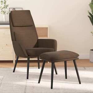Imagine vidaXL Scaun de relaxare cu taburet, maro, textil