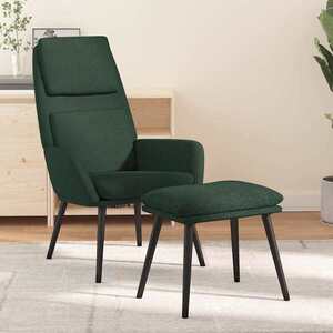 Imagine vidaXL Scaun de relaxare cu taburet, verde închis, catifea